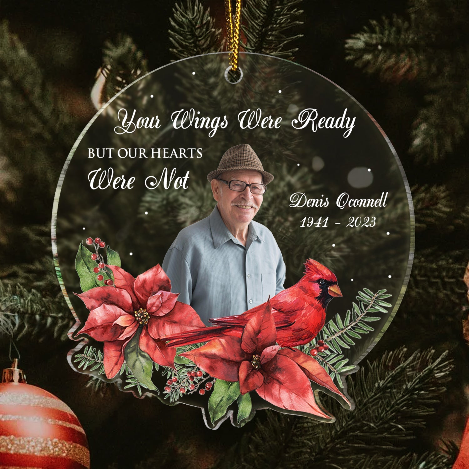 Custom Photo Cardinals I'm Always With You - Memorial Gift - Personalized Custom Shaped Acrylic Ornament ORNA1210