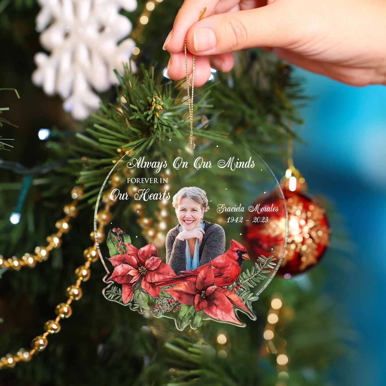 Custom Photo Cardinals I'm Always With You - Memorial Gift - Personalized Custom Shaped Acrylic Ornament ORNA1210