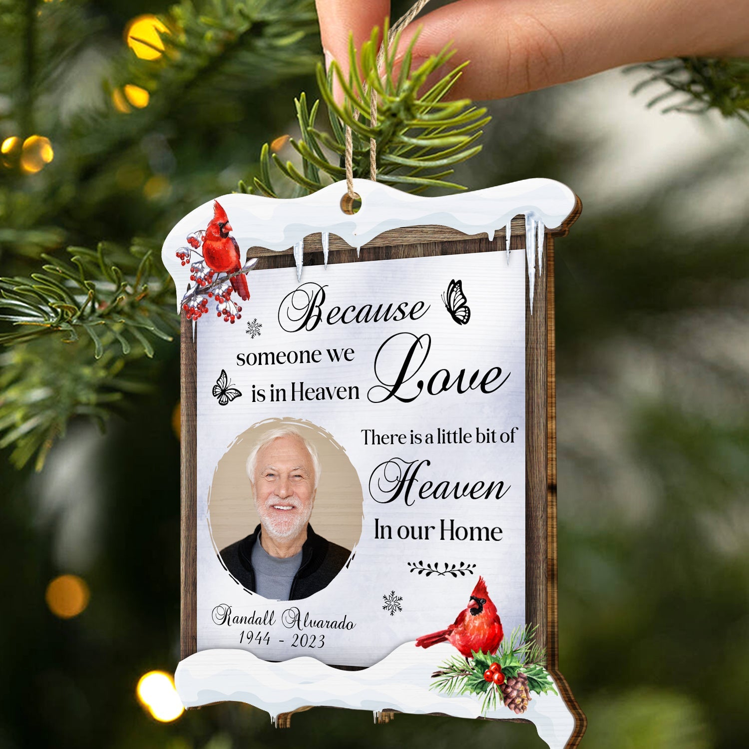 Custom Photo In Loving Memory - Christmas, Memorial Gift - Personalized Custom Shaped Wooden Ornament ORNA1210