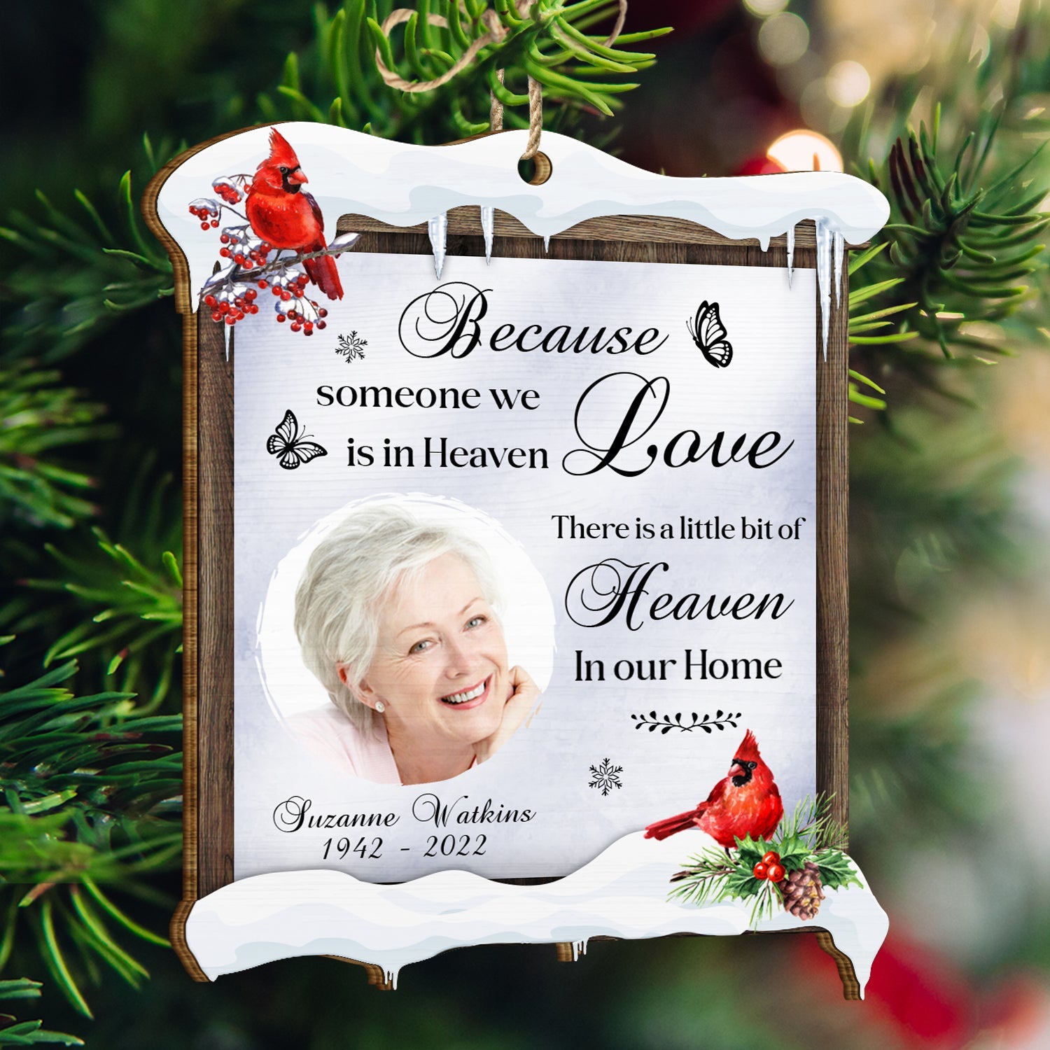 Custom Photo In Loving Memory - Christmas, Memorial Gift - Personalized Custom Shaped Wooden Ornament ORNA1210