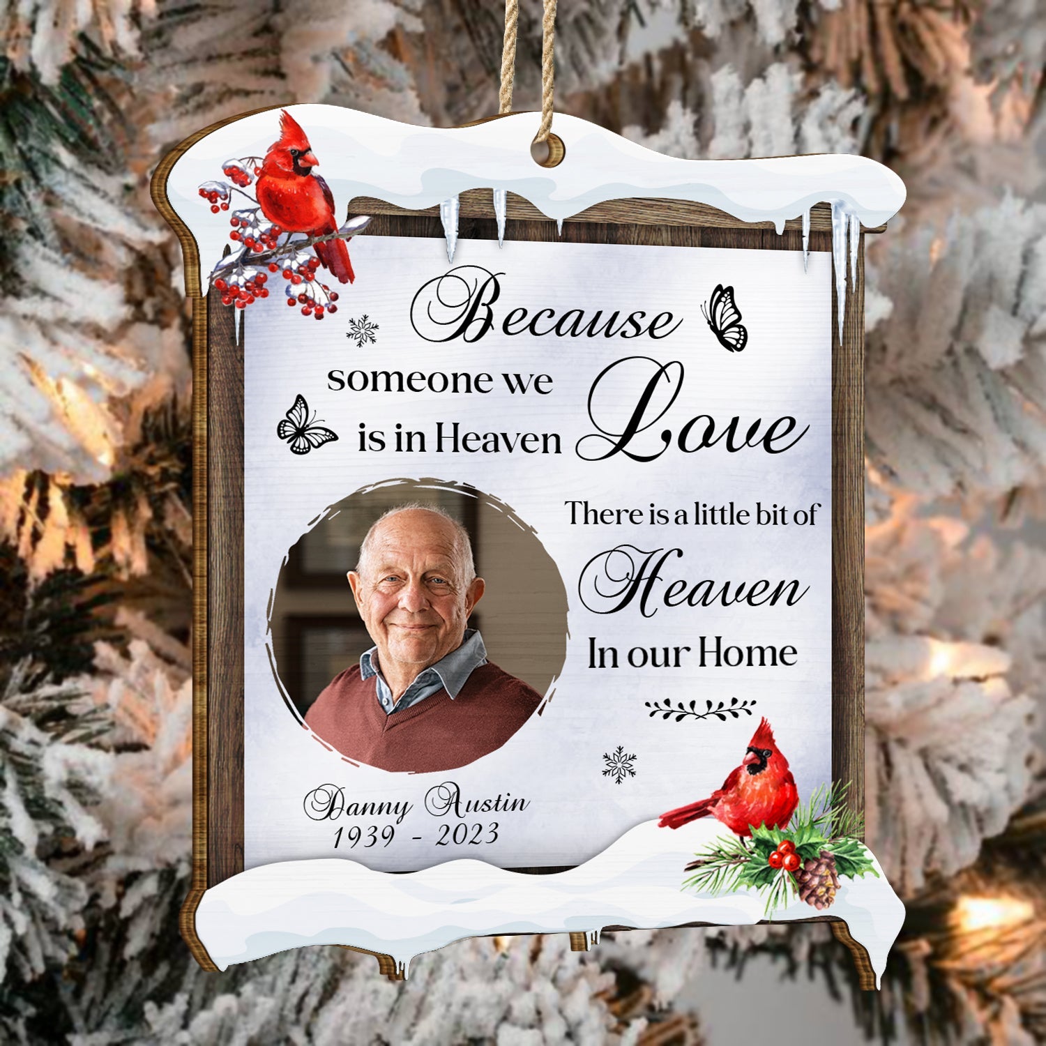 Custom Photo In Loving Memory - Christmas, Memorial Gift - Personalized Custom Shaped Wooden Ornament ORNA1210