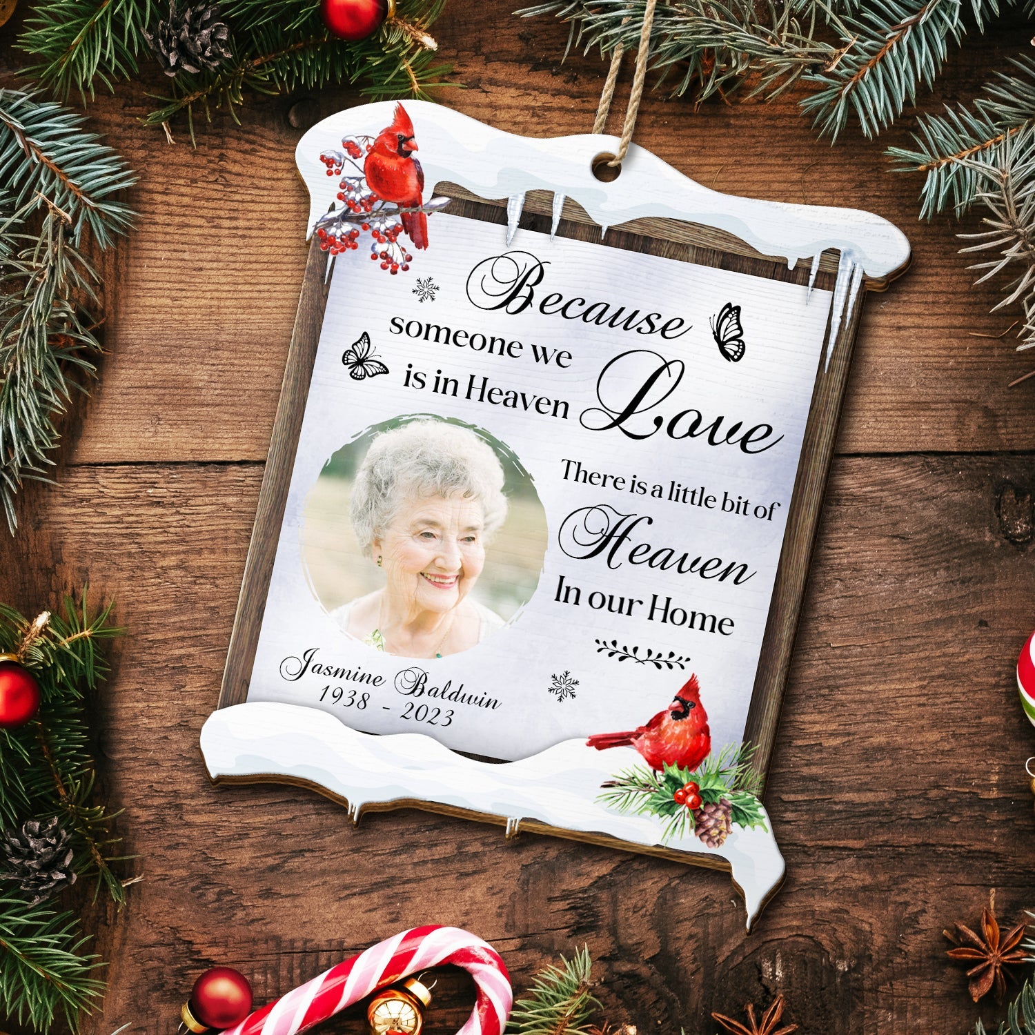 Custom Photo In Loving Memory - Christmas, Memorial Gift - Personalized Custom Shaped Wooden Ornament ORNA1210