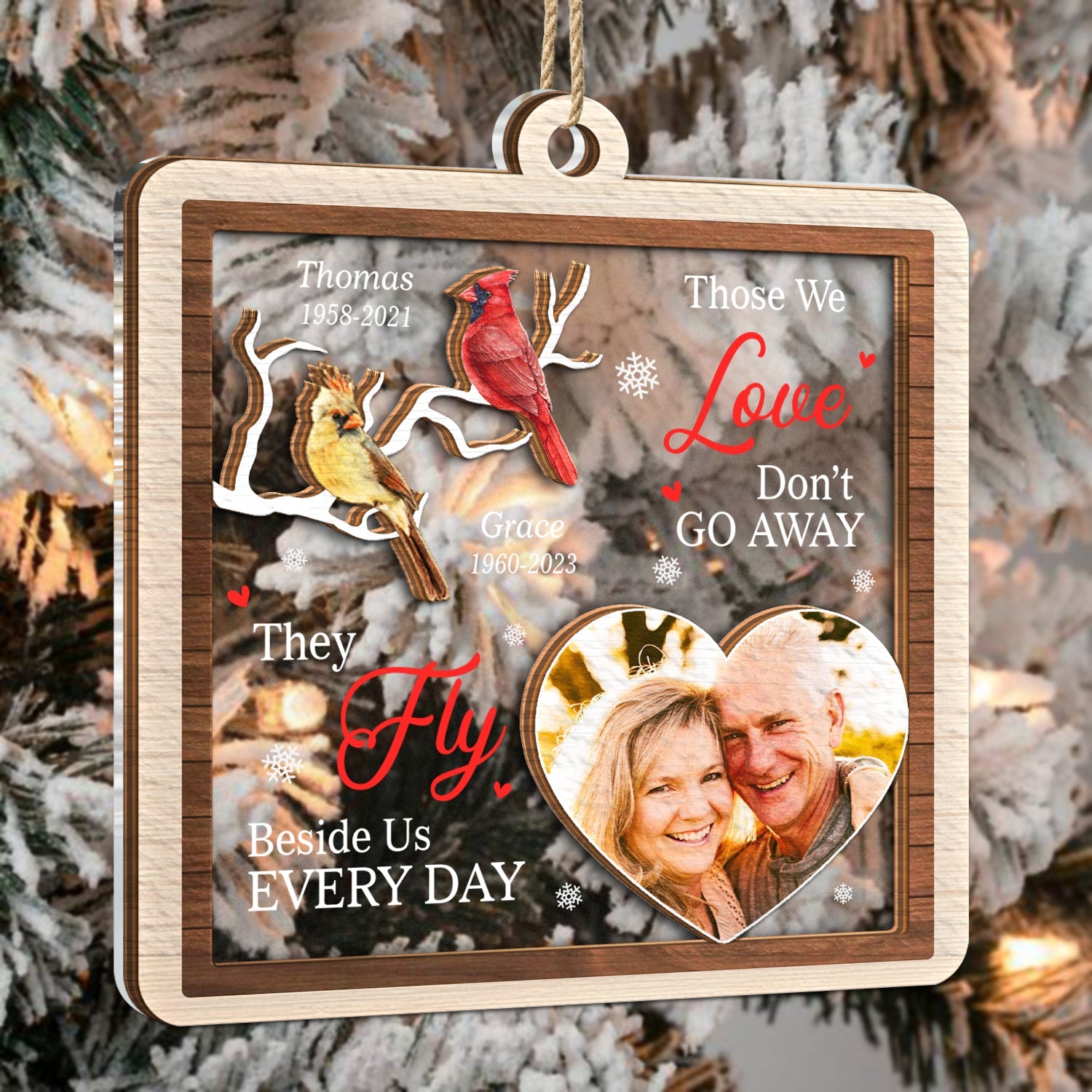Custom Photo Those We Love Don't Go Away - Memorial, Christmas Gift - Personalized 2-Layered Mix Ornament ORNA1210