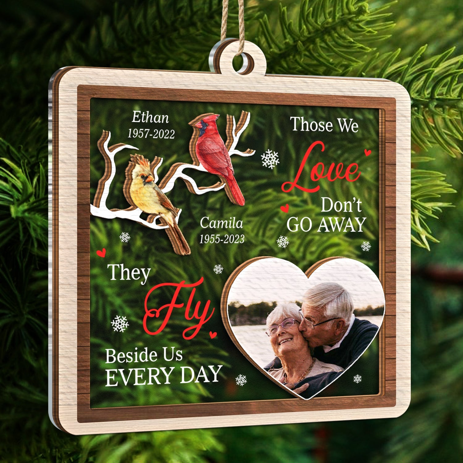 Custom Photo Those We Love Don't Go Away - Memorial, Christmas Gift - Personalized 2-Layered Mix Ornament ORNA1210