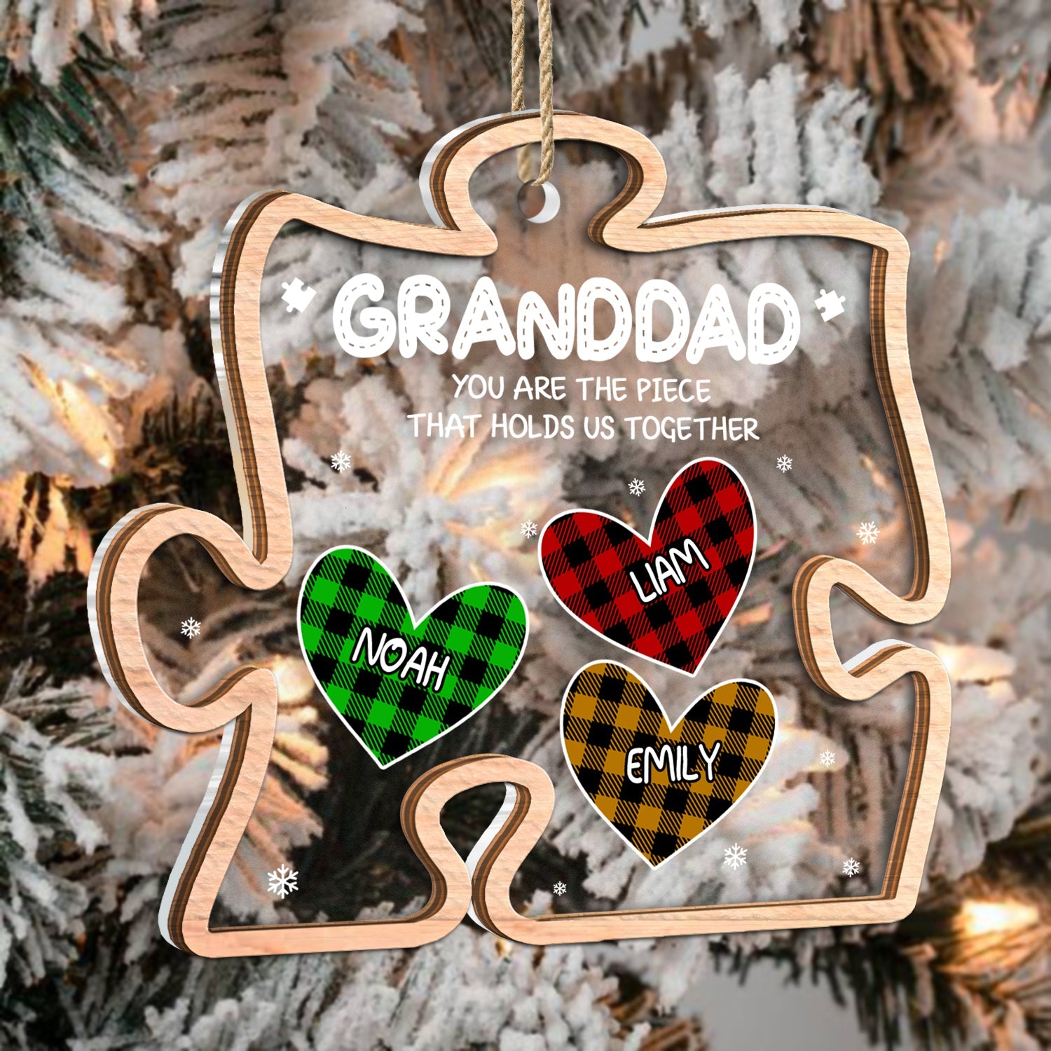 You Are The Piece That Holds Us Together - Christmas, Gift For Grandma, Grandpa, Mom, Dad - Personalized 2-Layered Mix Ornament ORNA1210