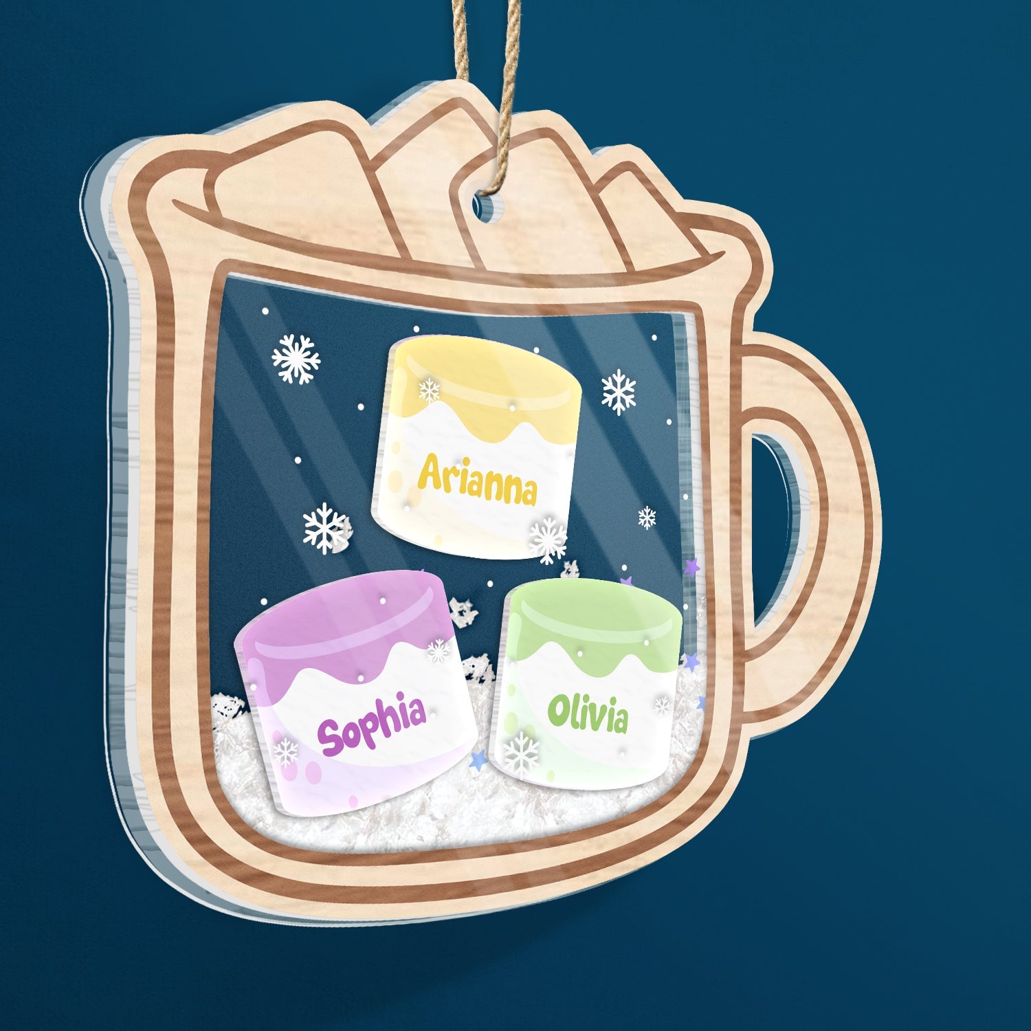 Hot Chocolate Marshmallow - Christmas, Family Gift - Personalized 3-Layered Acrylic Shaker Ornament ORNA1210
