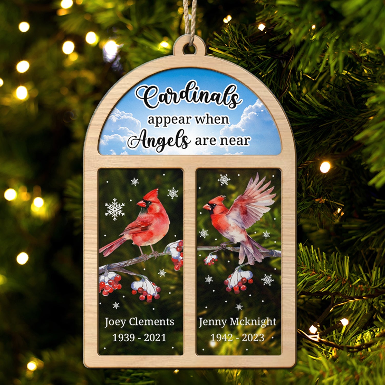 Cardinals Appear When Angels Are Near - Christmas, Memorial Gift - Personalized 2-Layered Mix Ornament ORNA1210