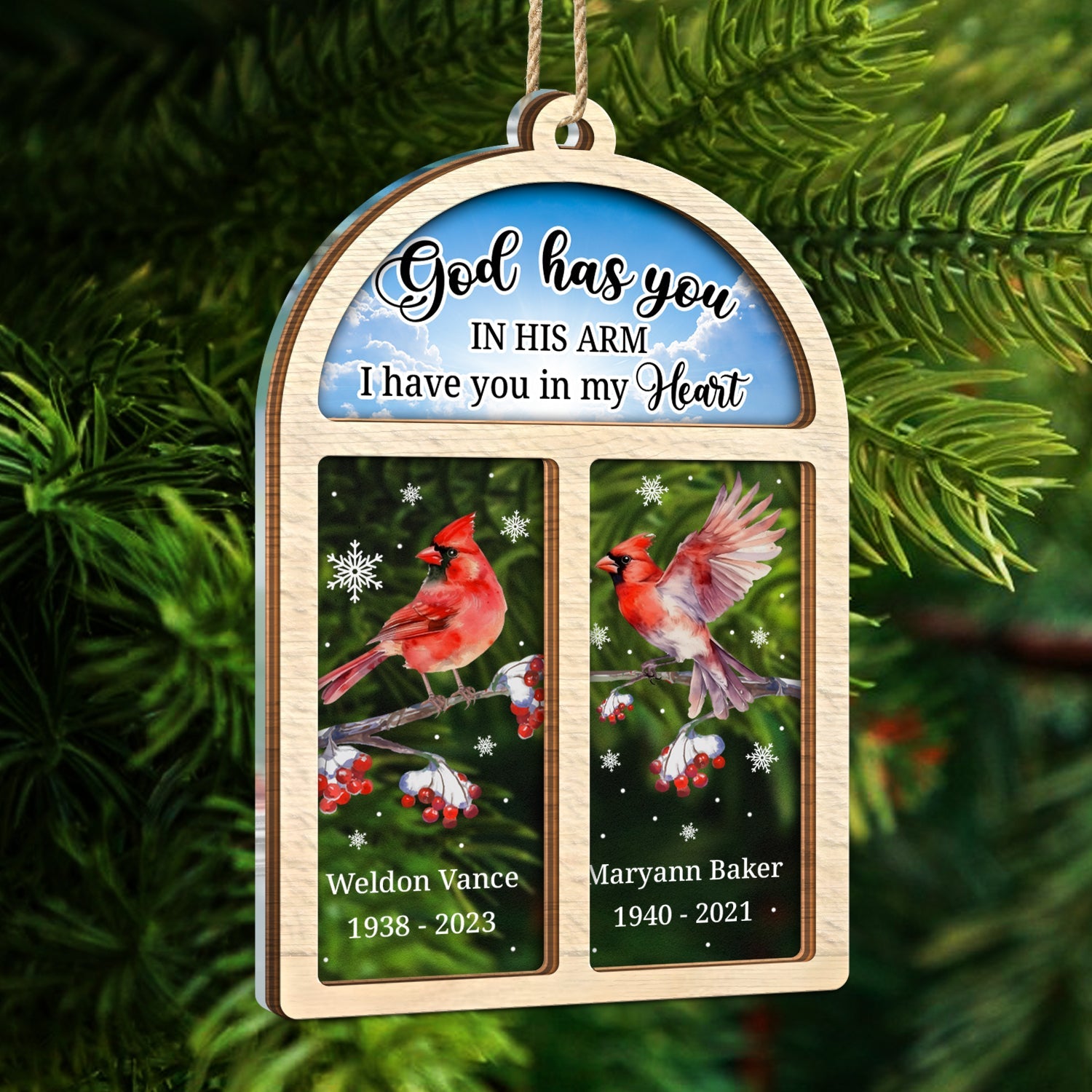 Cardinals Appear When Angels Are Near - Christmas, Memorial Gift - Personalized 2-Layered Mix Ornament ORNA1210