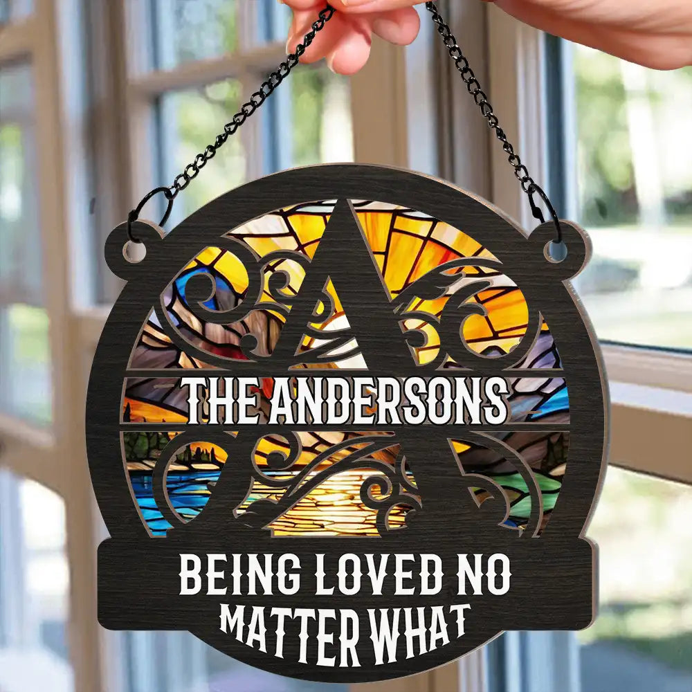 Monogram Love Never Ends - Personalized Window Hanging Suncatcher Ornament ORNA1210