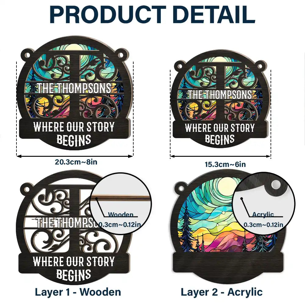 Monogram Love Never Ends - Personalized Window Hanging Suncatcher Ornament ORNA1210