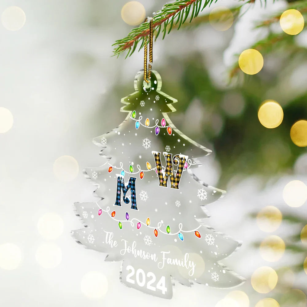 Christmas Tree Family Alphabet - Personalized Custom Shaped Acrylic Ornament ORNA1210