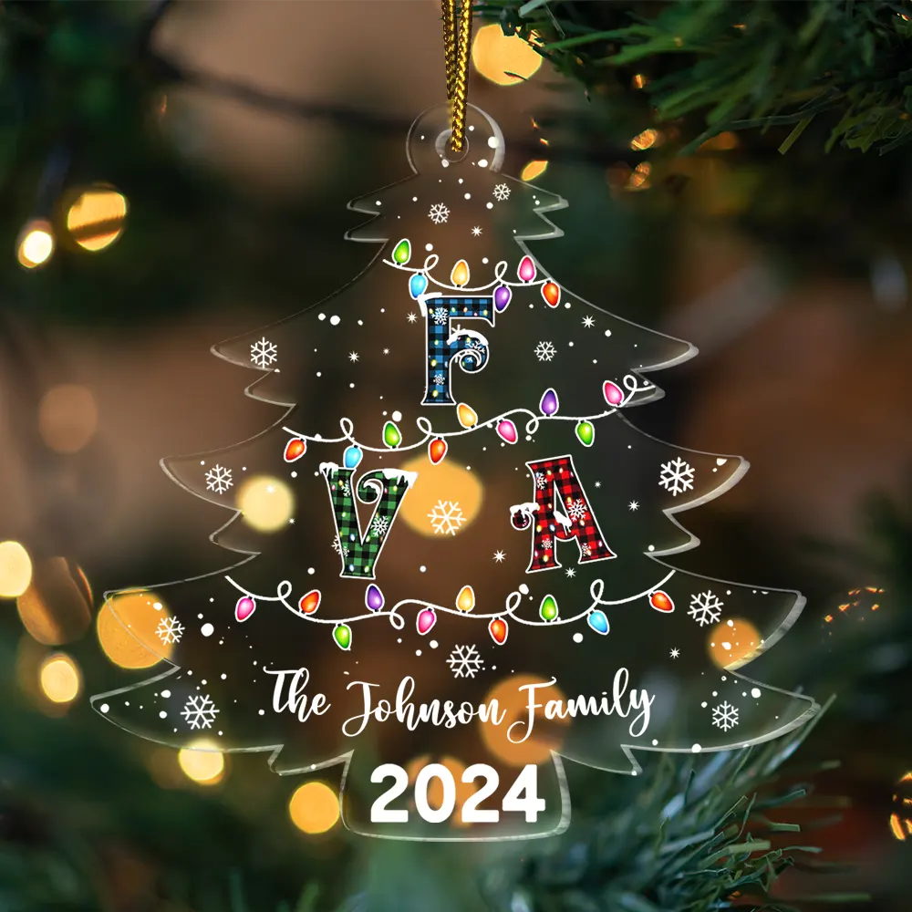 Christmas Tree Family Alphabet - Personalized Custom Shaped Acrylic Ornament ORNA1210