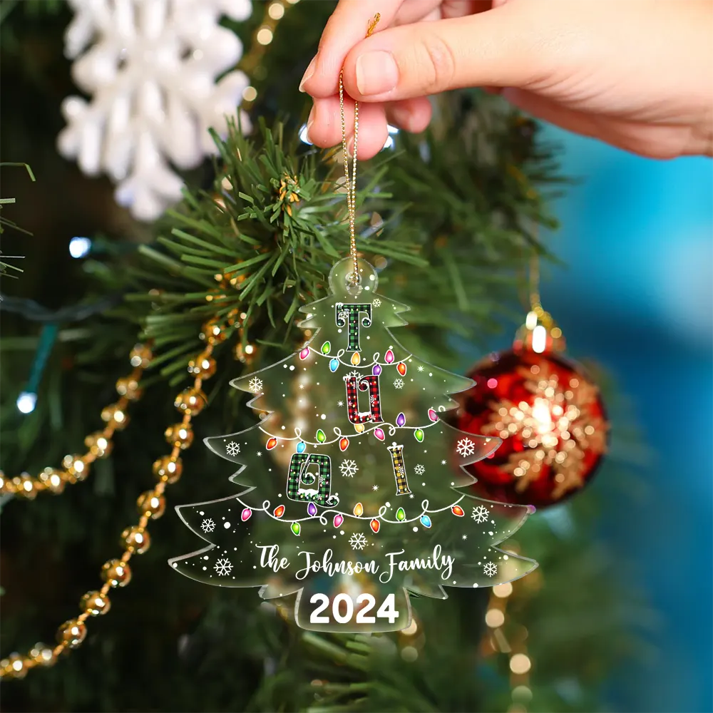 Christmas Tree Family Alphabet - Personalized Custom Shaped Acrylic Ornament ORNA1210