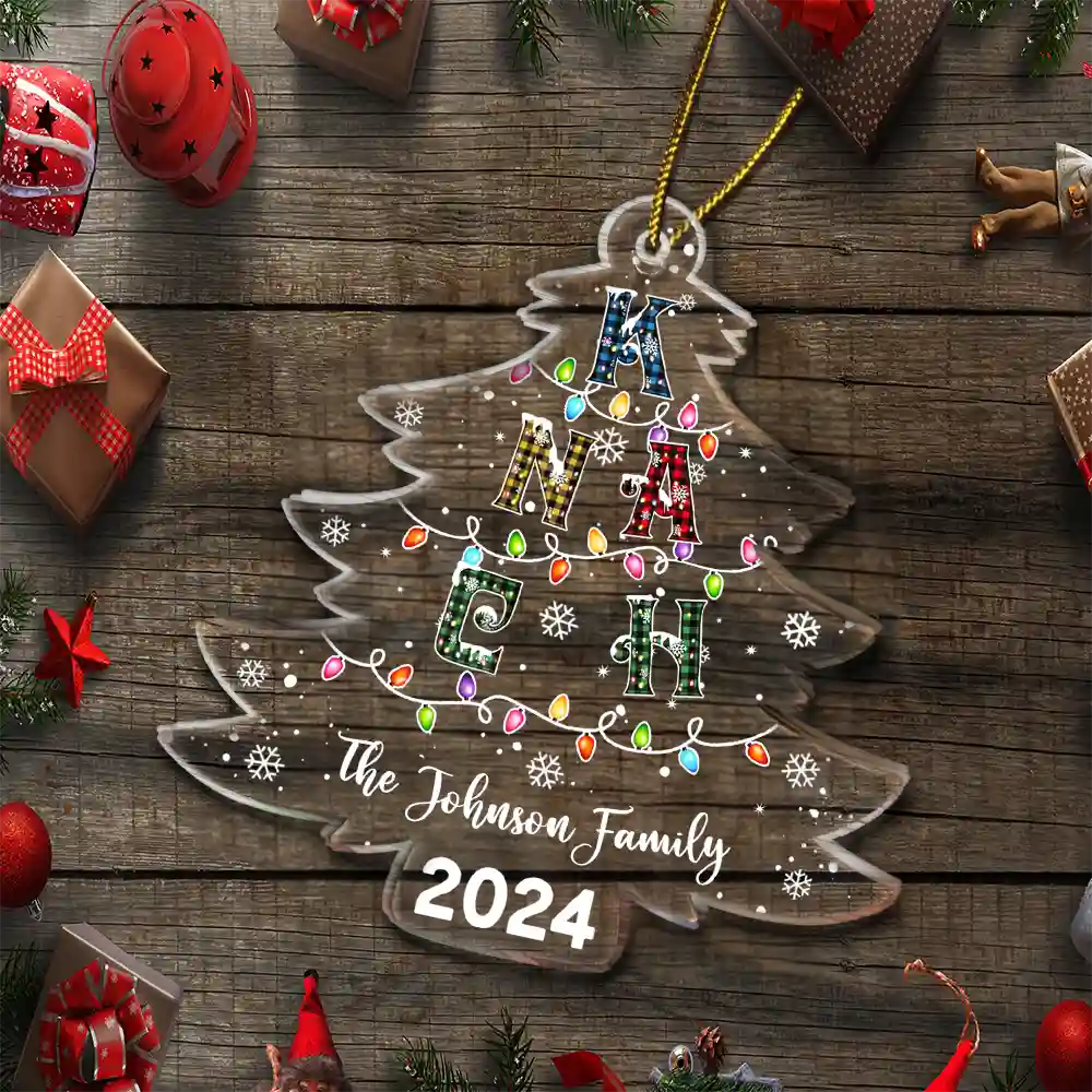 Christmas Tree Family Alphabet - Personalized Custom Shaped Acrylic Ornament ORNA1210