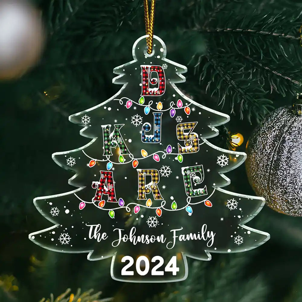 Christmas Tree Family Alphabet - Personalized Custom Shaped Acrylic Ornament ORNA1210