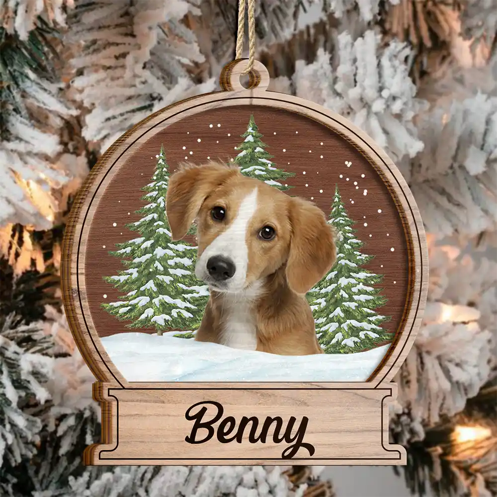 Custom Photo Pet Face Memorial Dog Cat - Personalized 2-Layered Wooden Ornament ORNA1210