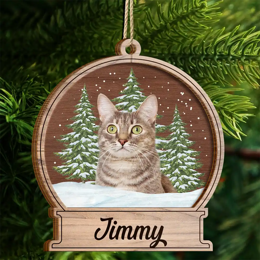 Custom Photo Pet Face Memorial Dog Cat - Personalized 2-Layered Wooden Ornament ORNA1210