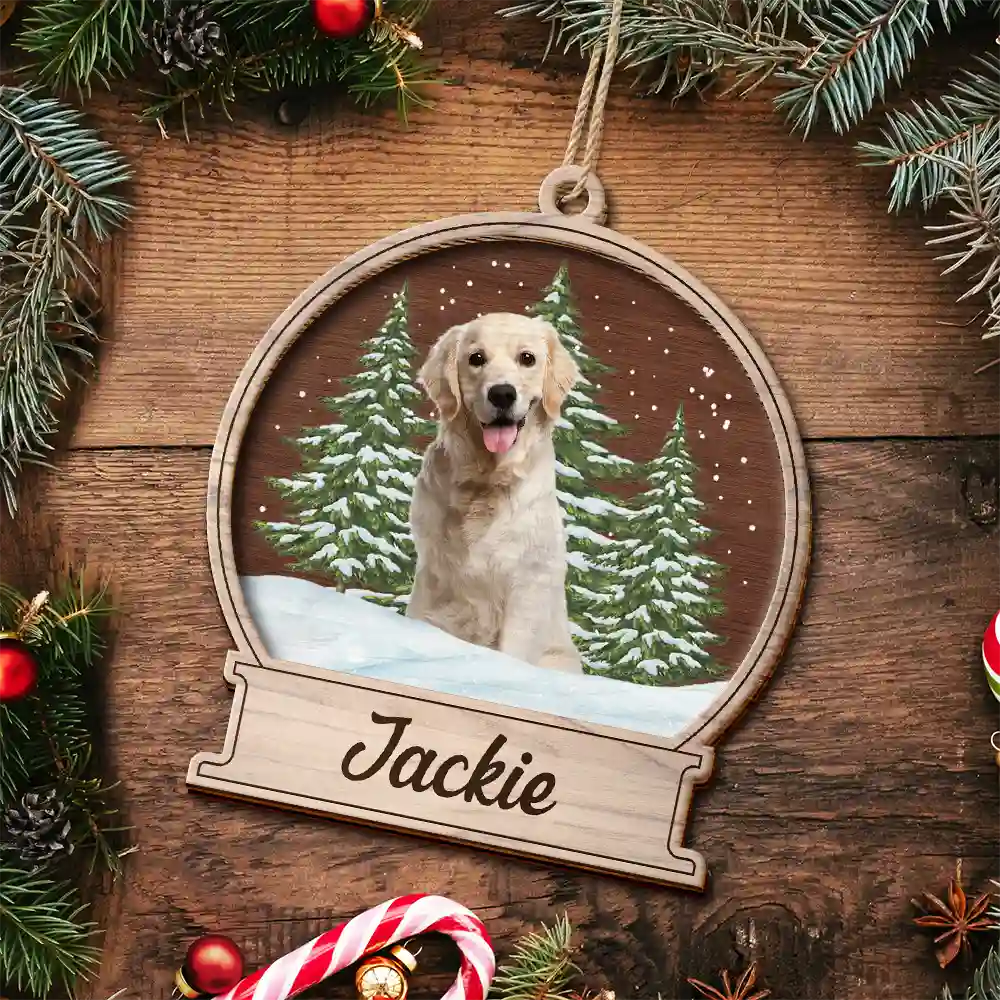 Custom Photo Pet Face Memorial Dog Cat - Personalized 2-Layered Wooden Ornament ORNA1210
