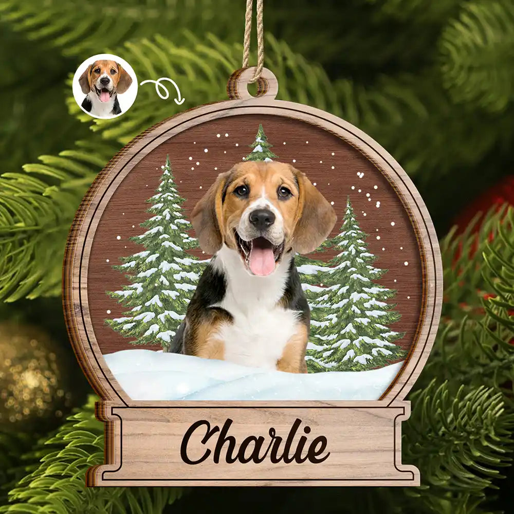 Custom Photo Pet Face Memorial Dog Cat - Personalized 2-Layered Wooden Ornament ORNA1210