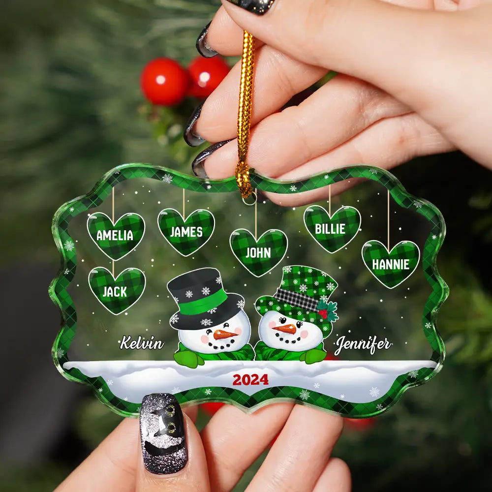 Papa Nana Snowman Christmas Grandparents - Personalized Medallion Glass Ornament ORNA1210