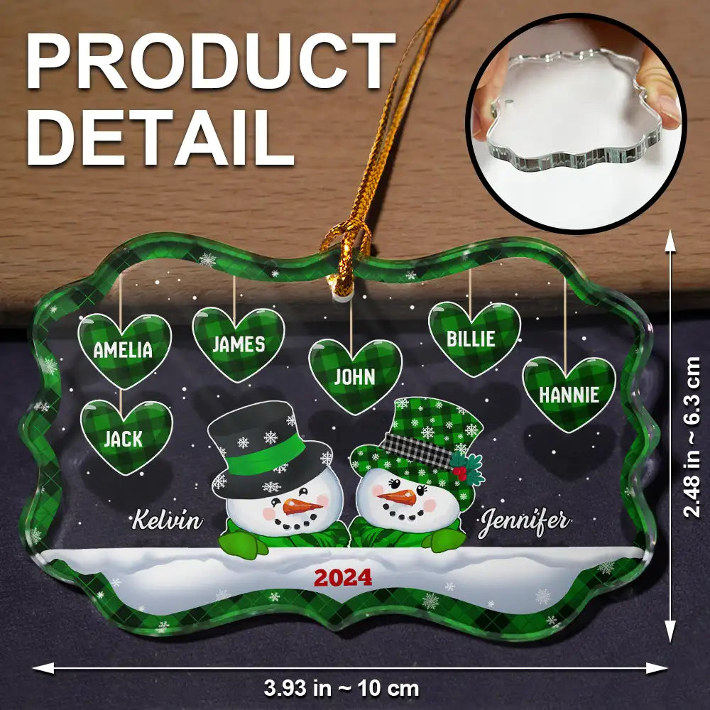 Papa Nana Snowman Christmas Grandparents - Personalized Medallion Glass Ornament ORNA1210