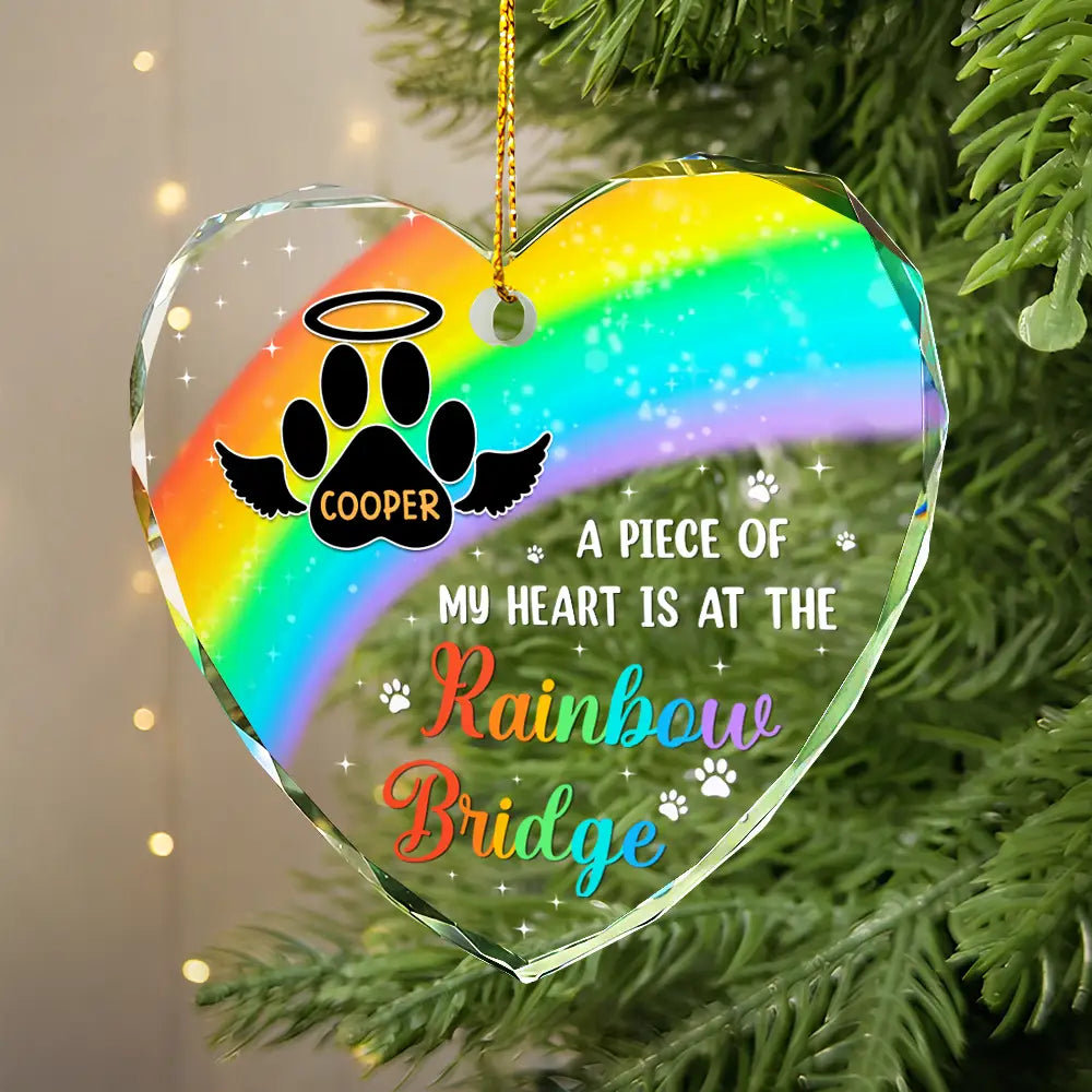 A Piece Of My Heart Memorial Christmas - Personalized Heart Shaped Glass Ornament ORNA1210