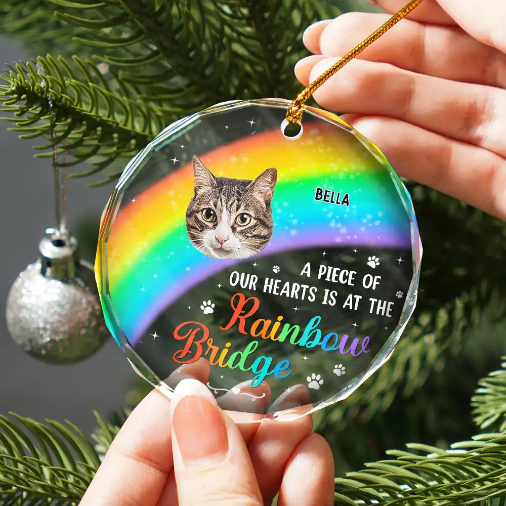 Custom Photo A Piece Of My Heart Memorial Christmas - Personalized Circle Glass Ornament ORNA1210