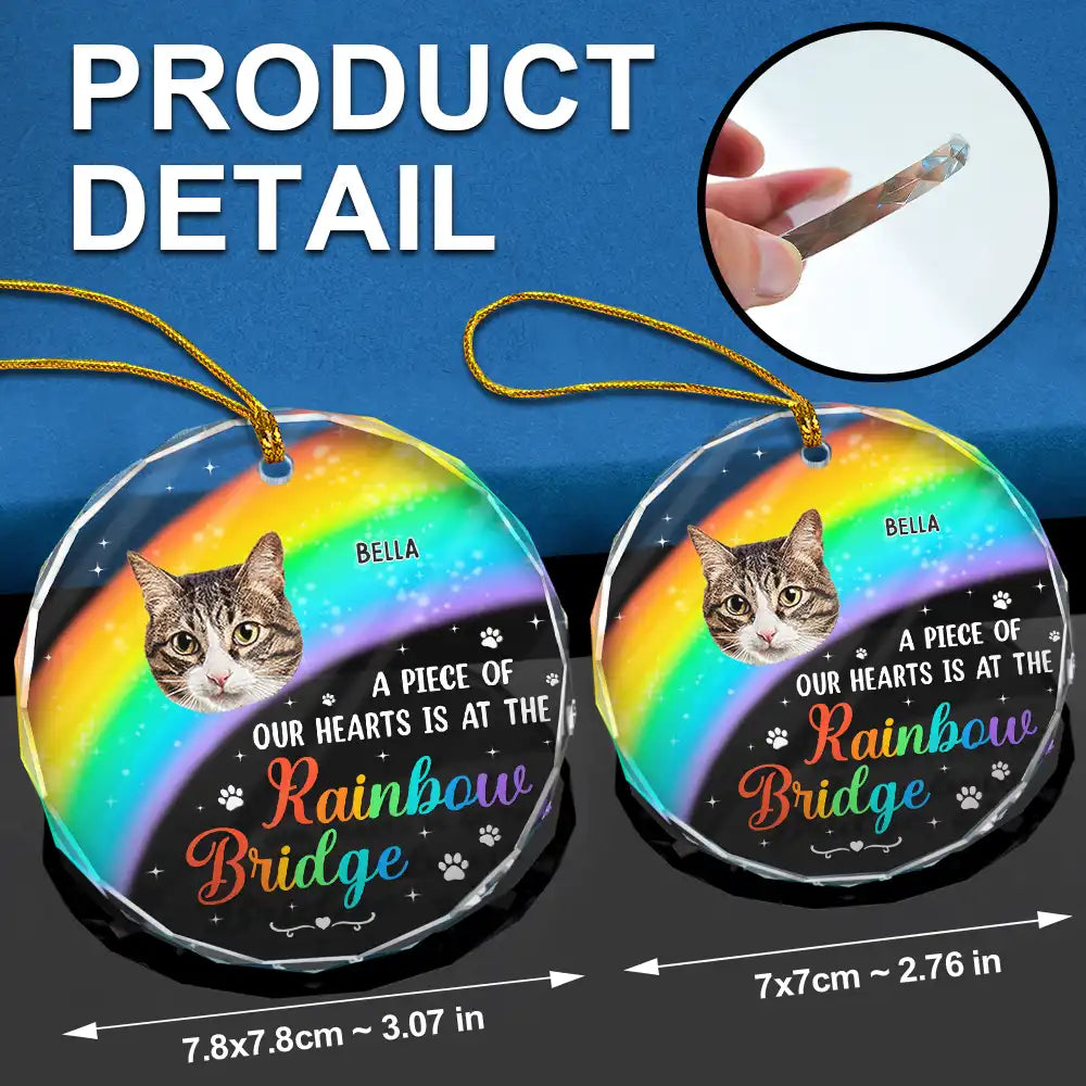 Custom Photo A Piece Of My Heart Memorial Christmas - Personalized Circle Glass Ornament ORNA1210