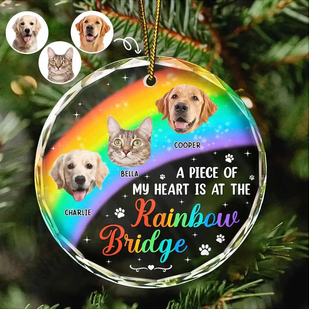 Custom Photo A Piece Of My Heart Memorial Christmas - Personalized Circle Glass Ornament ORNA1210