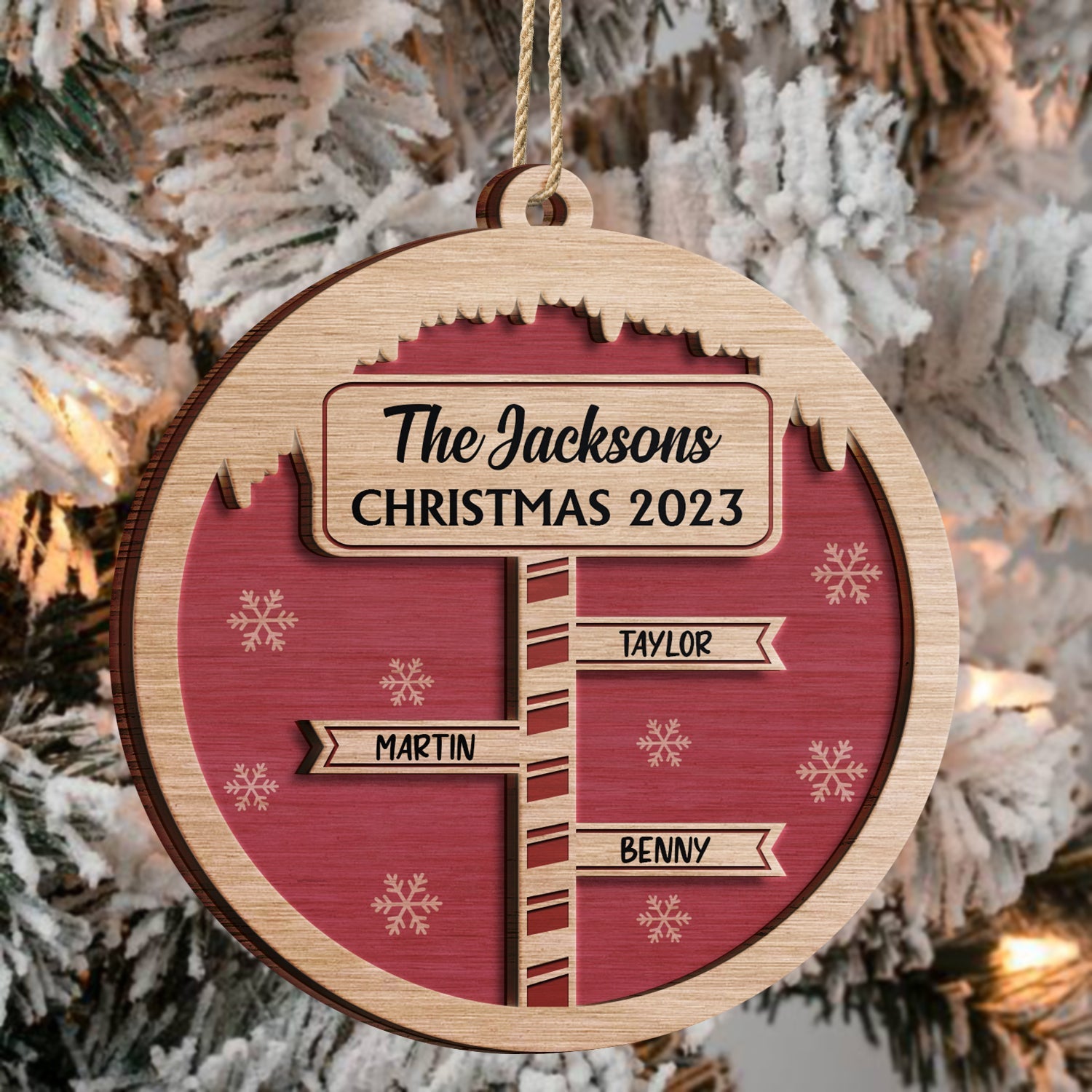 North Pole Sign - Christmas Gift For Family, Siblings - Personalized 2-Layered Wooden Ornament ORNA1210