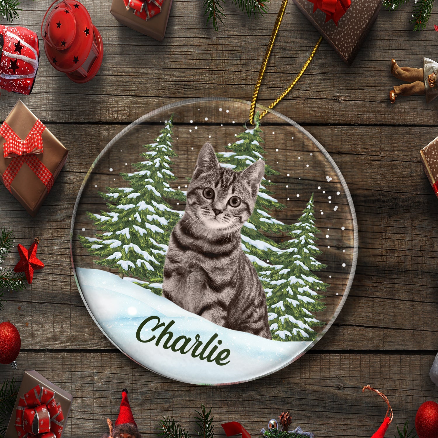 Custom Photo Pet Face - Christmas Gift For Dog Lovers, Cat Lovers, Pet Lovers, Pet Memorial - Personalized Circle Acrylic Ornament ORNA1210