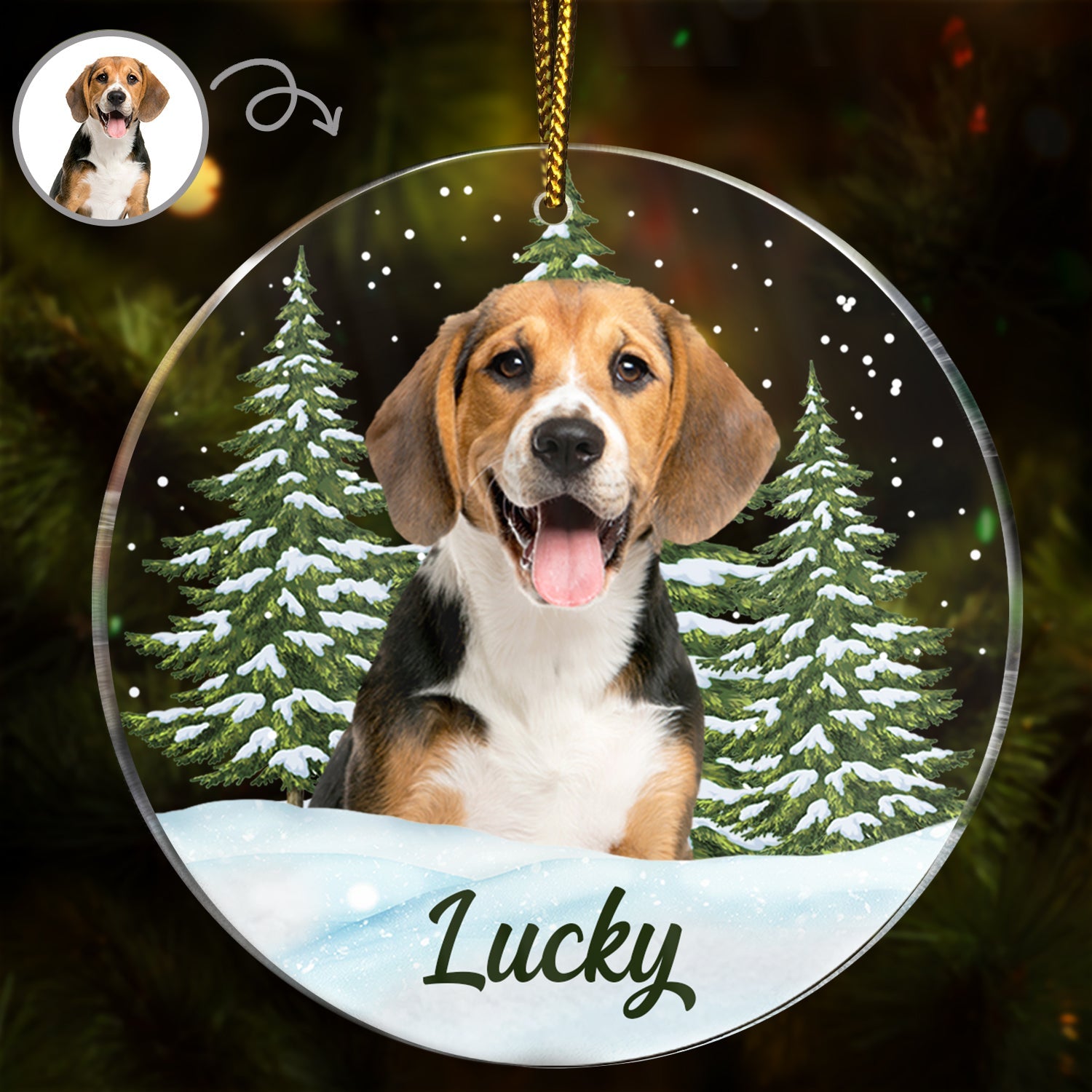 Custom Photo Pet Face - Christmas Gift For Dog Lovers, Cat Lovers, Pet Lovers, Pet Memorial - Personalized Circle Acrylic Ornament ORNA1210