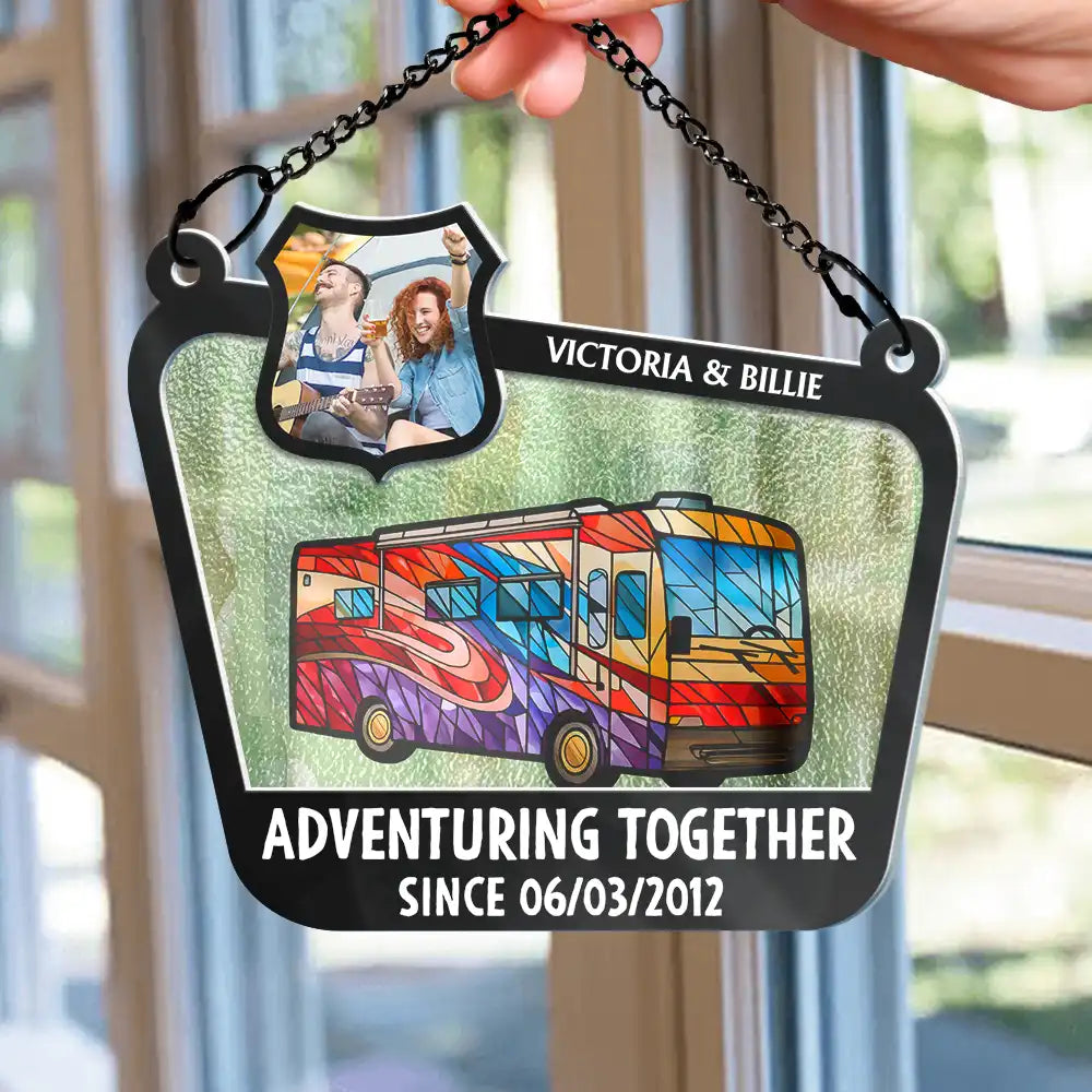 Custom Photo Adventuring Together Since Date - Personalized Acrylic Window Hanging Suncatcher ORNA1210