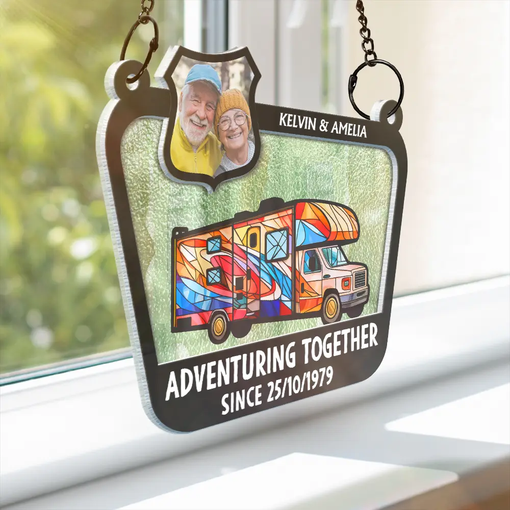 Custom Photo Adventuring Together Since Date - Personalized Acrylic Window Hanging Suncatcher ORNA1210