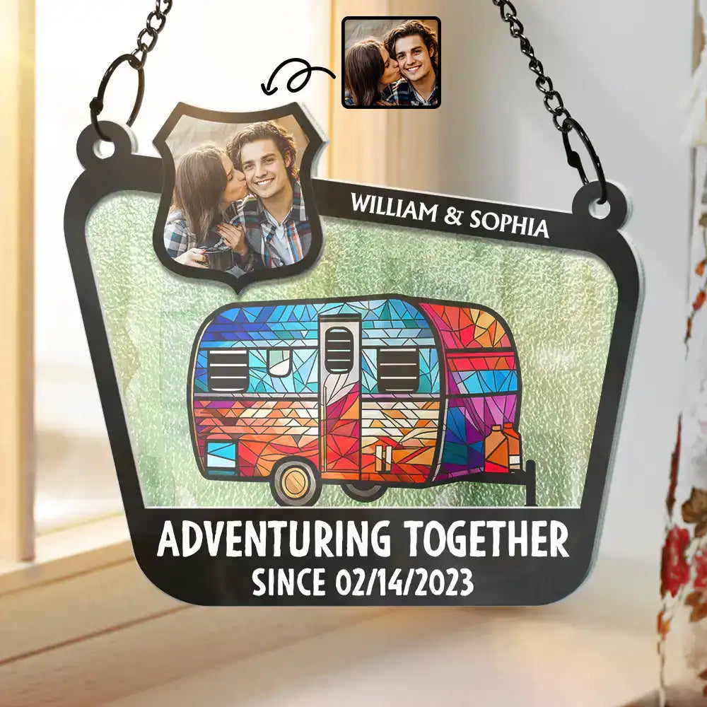 Custom Photo Adventuring Together Since Date - Personalized Acrylic Window Hanging Suncatcher ORNA1210