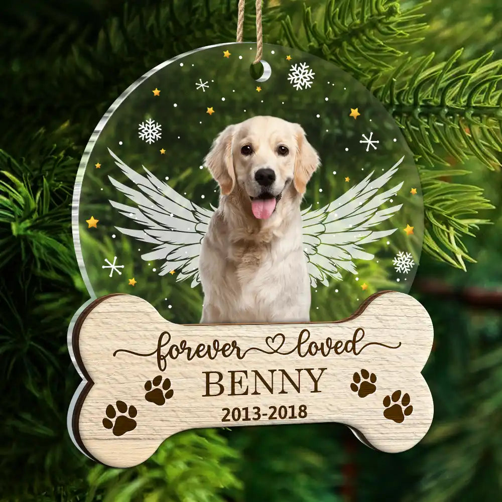 Custom Photo Memorial Forever Loved - Personalized 2-Layered Mix Ornament ORNA1210