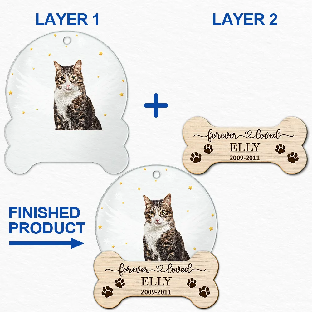 Custom Photo Memorial Forever Loved - Personalized 2-Layered Mix Ornament ORNA1210