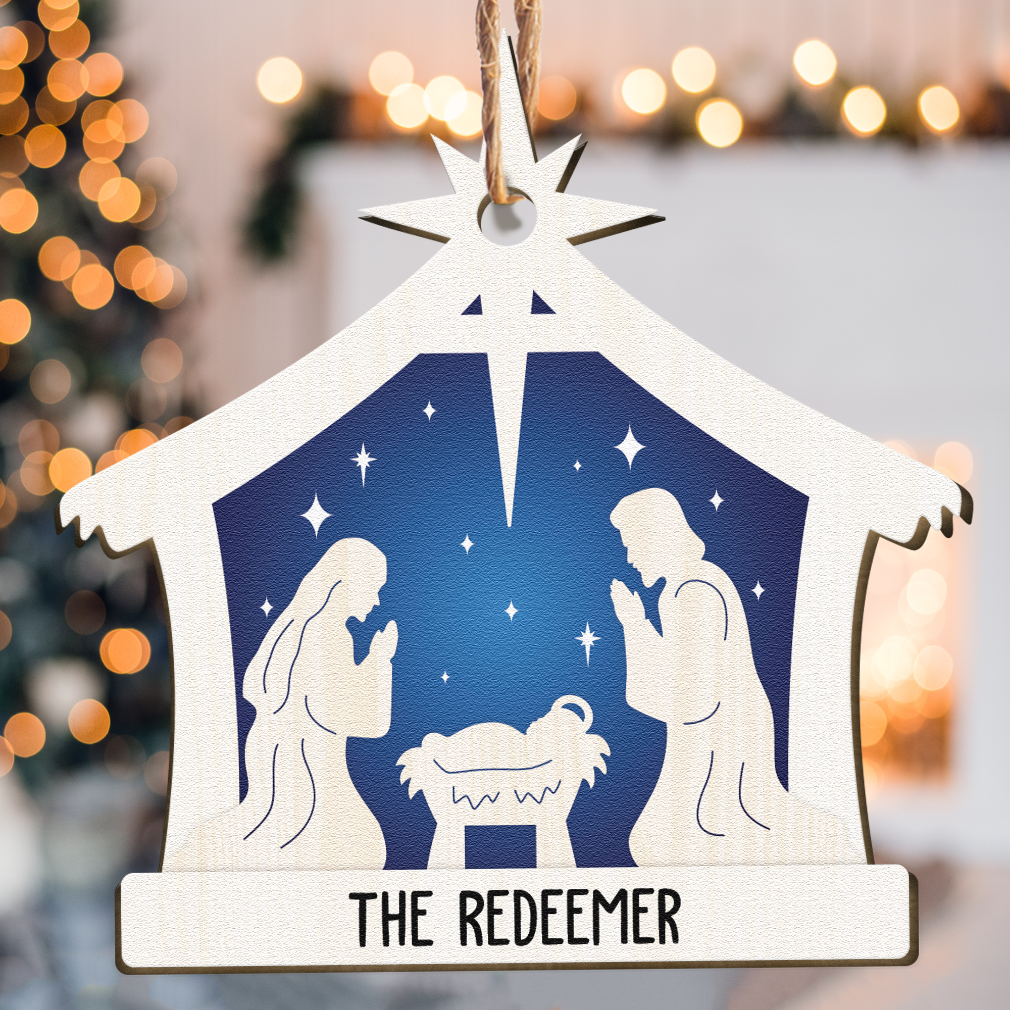 Name Of Jesus Nativity Scene - Personalized Wooden Ornament ORNA1210