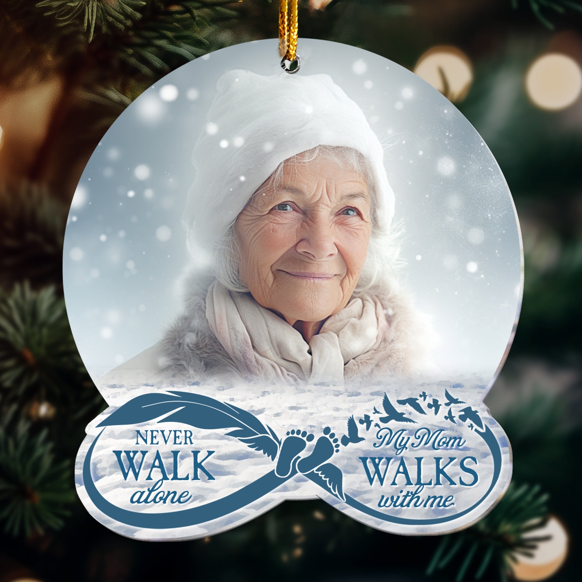 Never Walk Alone My Mom, Dad Walk With Me - Personalized Acrylic Photo Ornament ORN0810