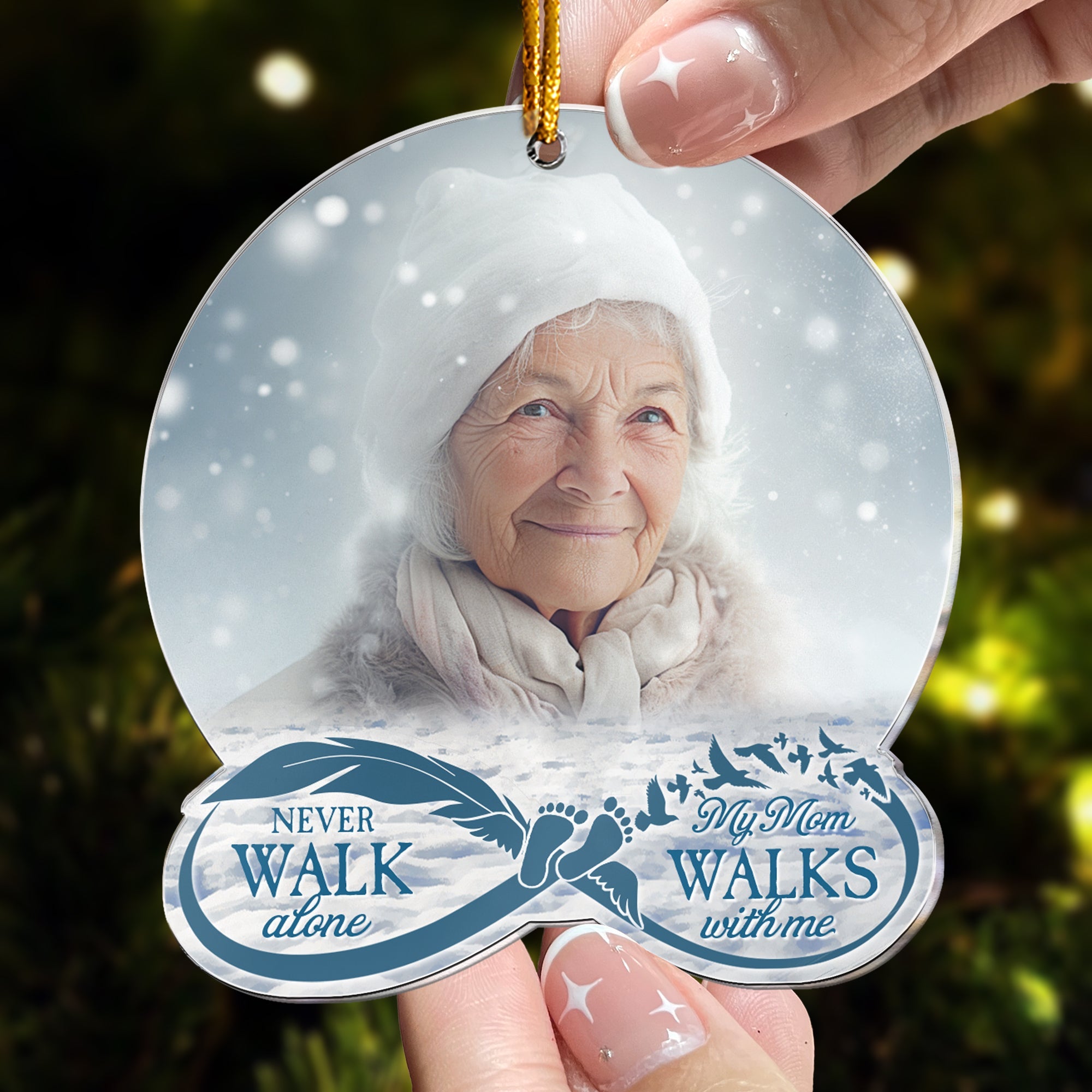 Never Walk Alone My Mom, Dad Walk With Me - Personalized Acrylic Photo Ornament ORN0810