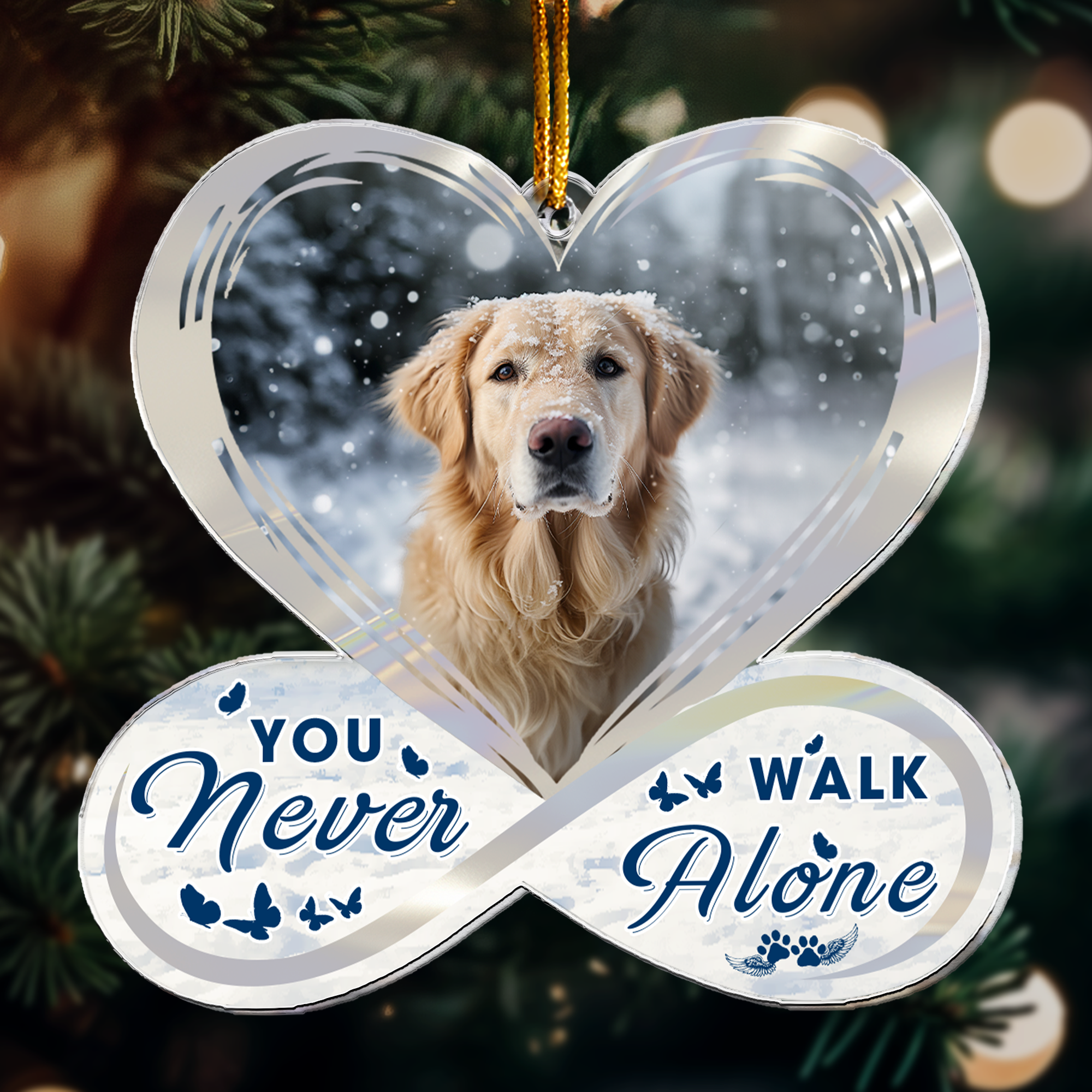 Never Walk Alone Pet Memorial - Personalized Acrylic Photo Ornament ORN0810