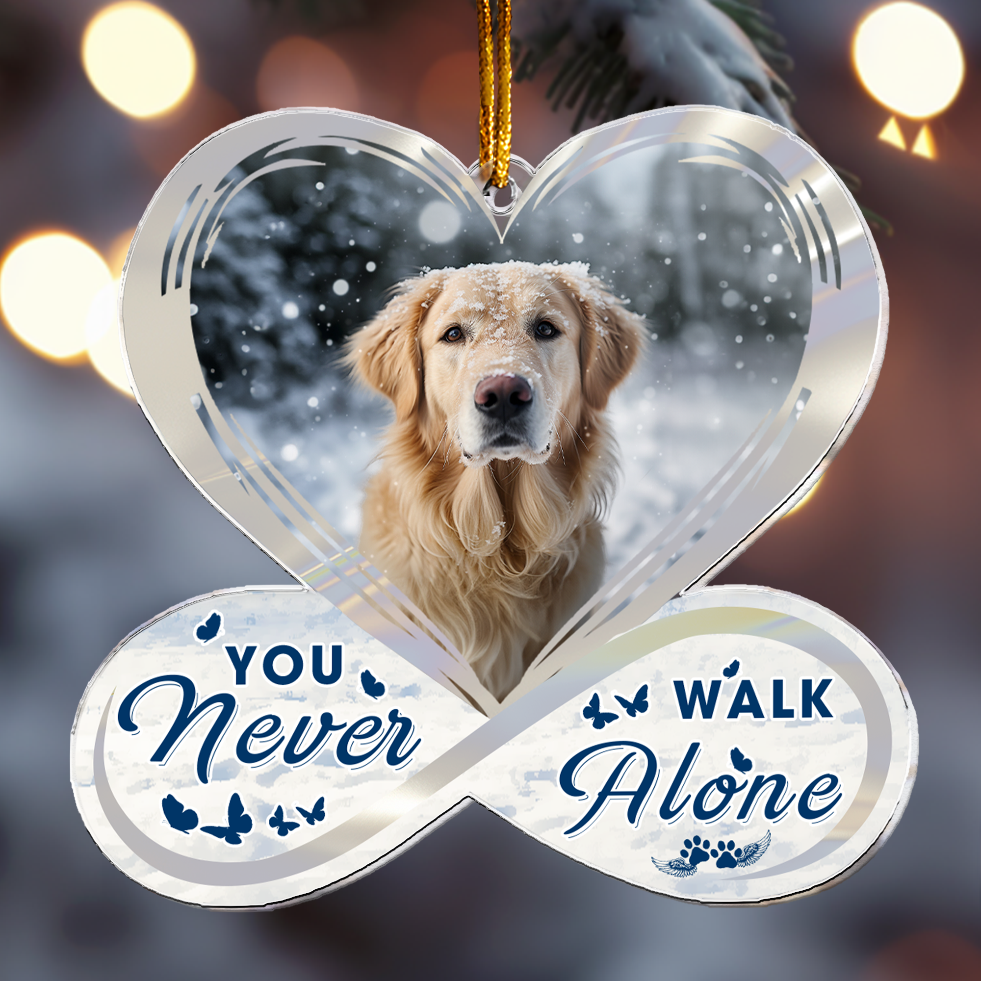 Never Walk Alone Pet Memorial - Personalized Acrylic Photo Ornament ORNA1210