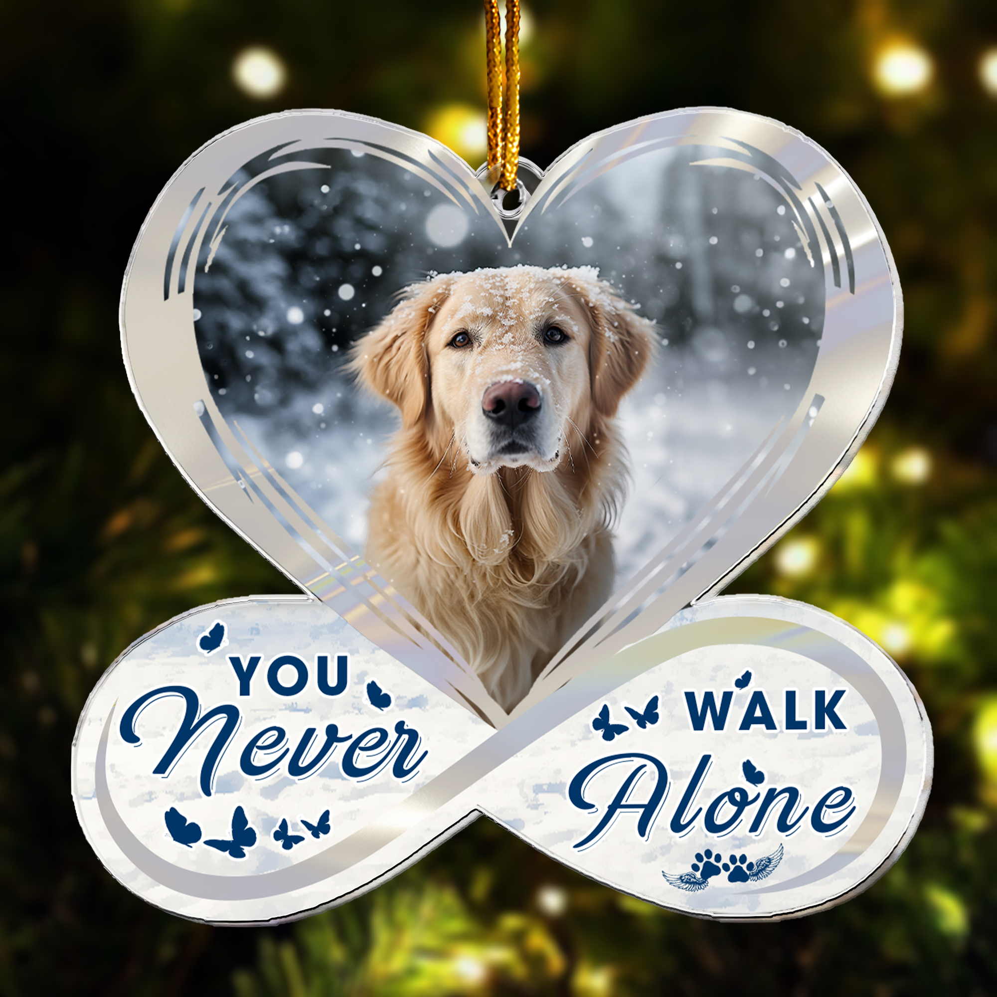 Never Walk Alone Pet Memorial - Personalized Acrylic Photo Ornament ORN0810