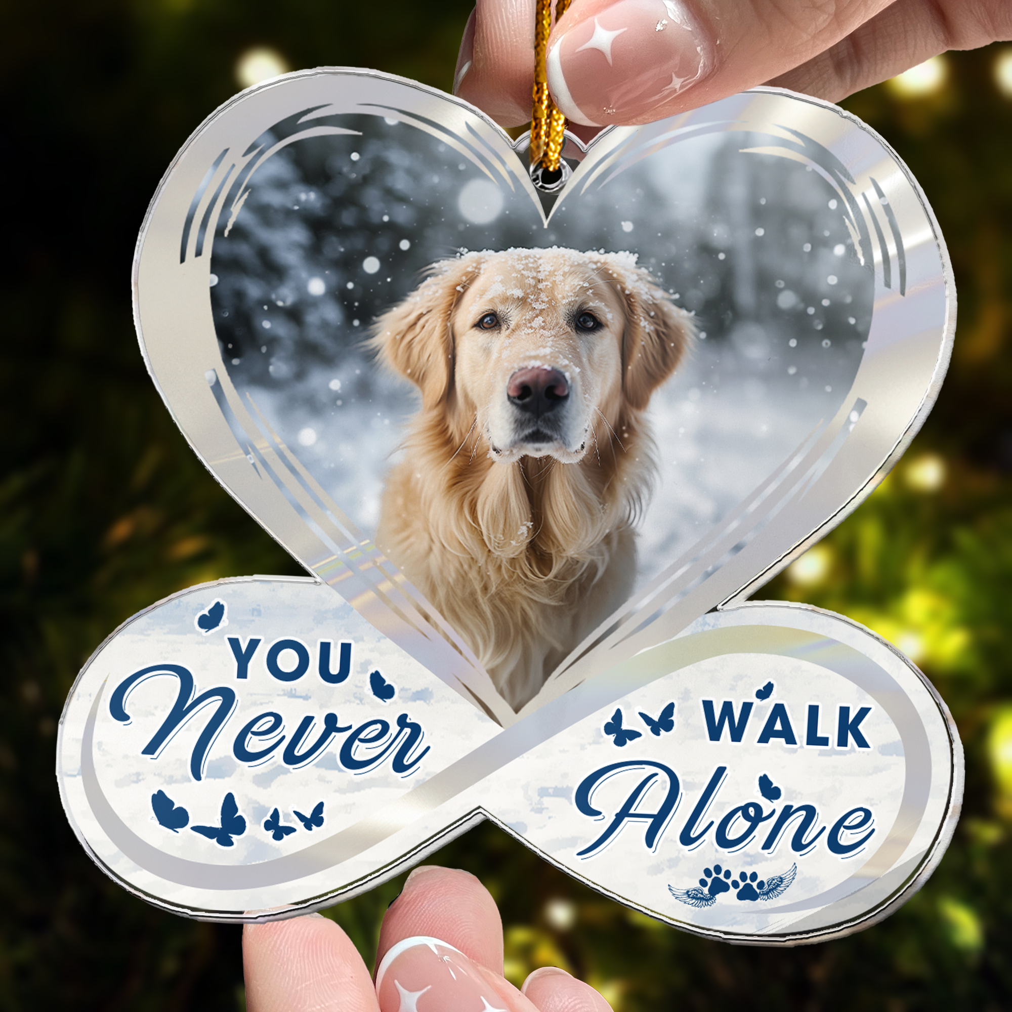 Never Walk Alone Pet Memorial - Personalized Acrylic Photo Ornament ORN0810