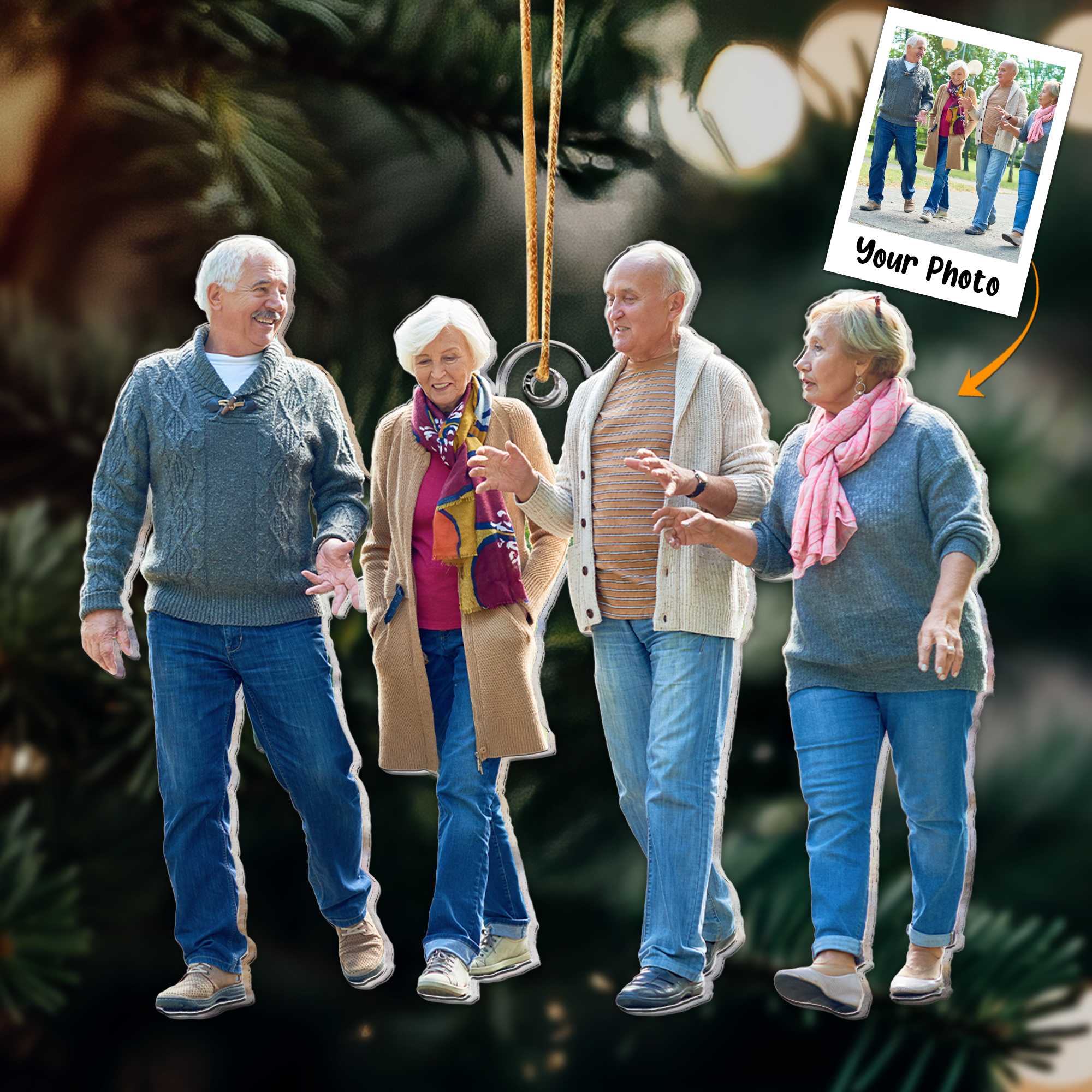 Old Brother Sister Sibling Gift - Personalized Acrylic Photo Ornament ORN0810