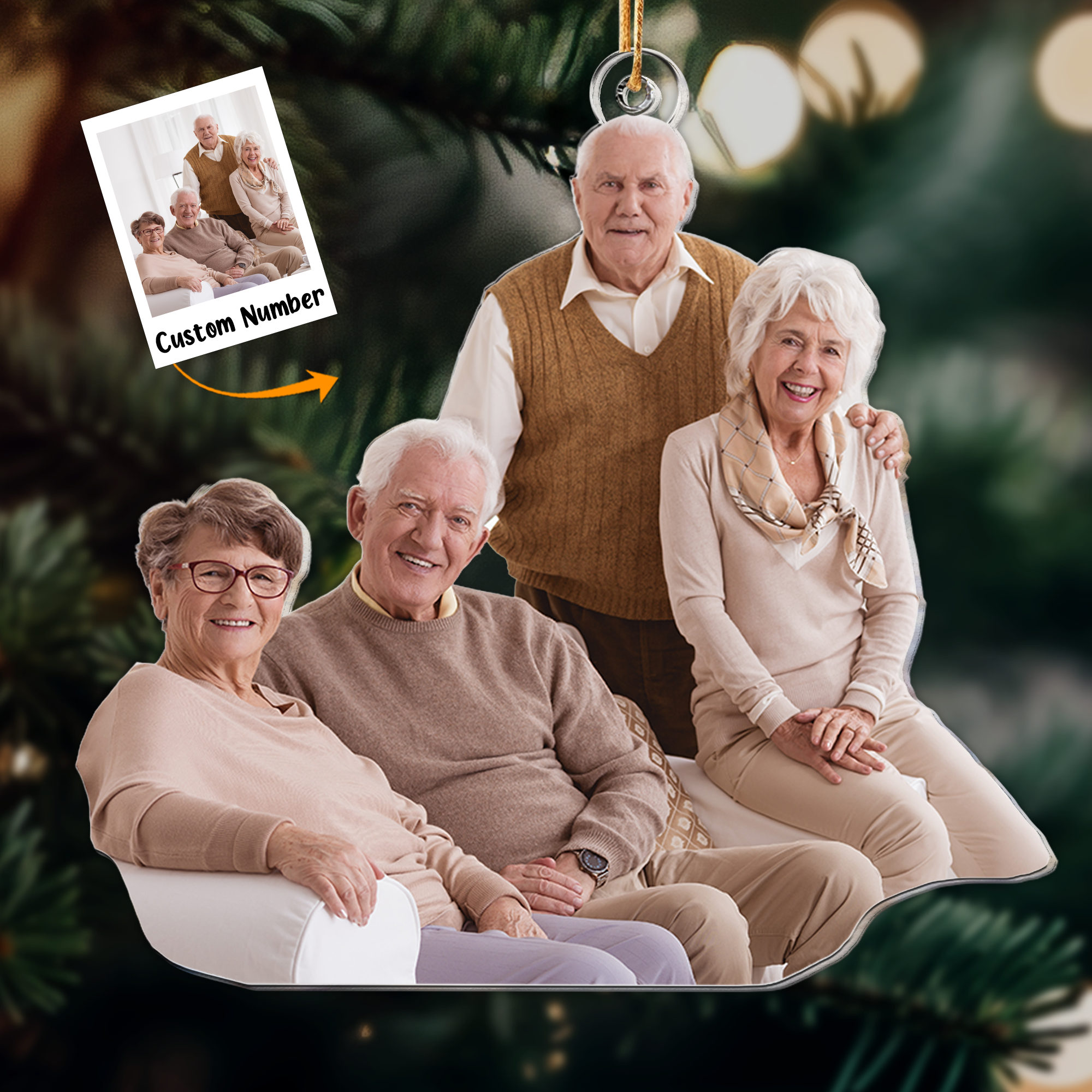 Old Brother Sister Sibling Gift - Personalized Acrylic Photo Ornament ORN0810