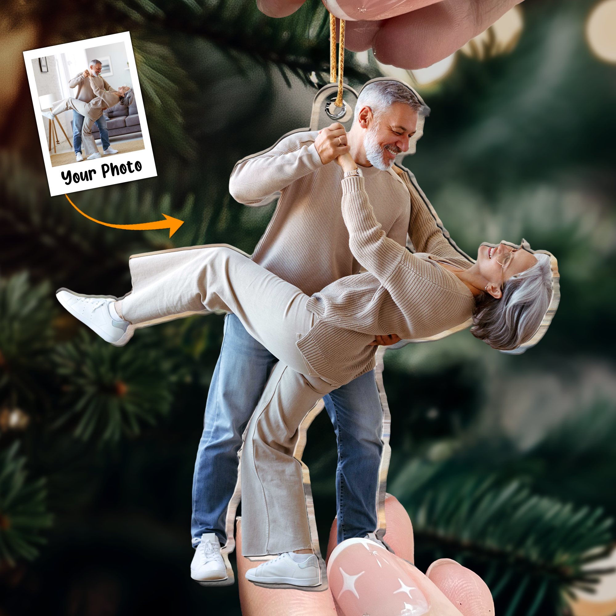 Old Couple Gift - Personalized Acrylic Photo Ornament ORNA1210