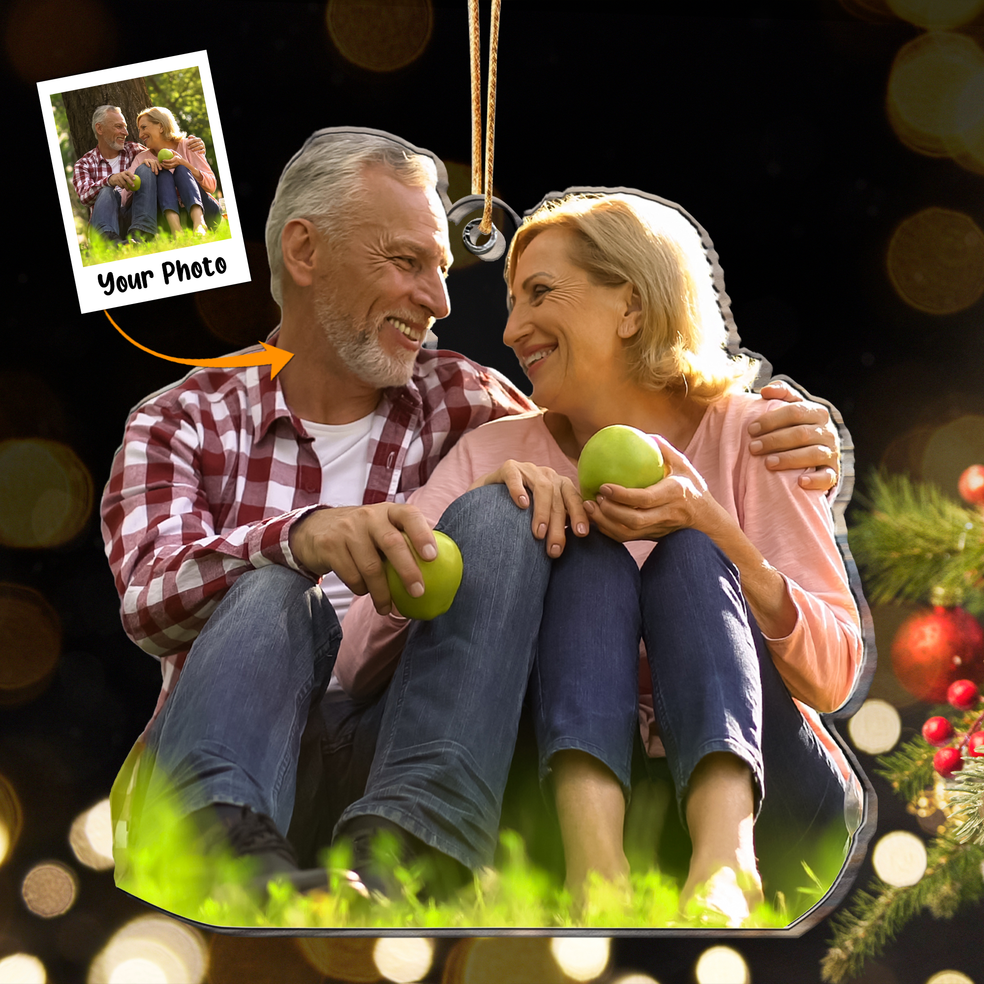 Old Couple Gift - Personalized Acrylic Photo Ornament ORNA1210