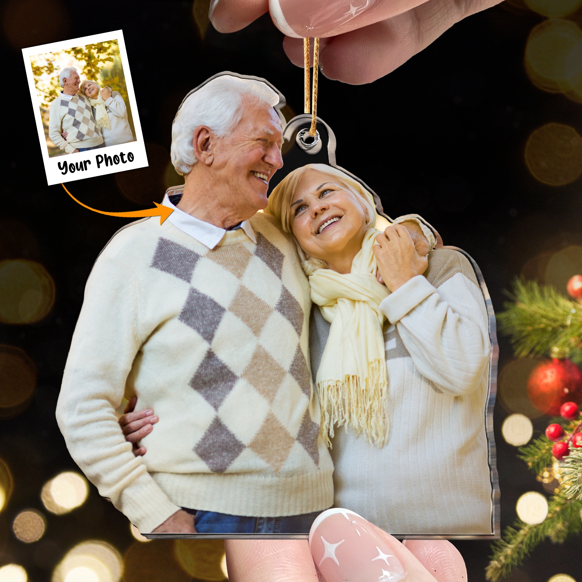 Old Couple Gift - Personalized Acrylic Photo Ornament ORNA1210