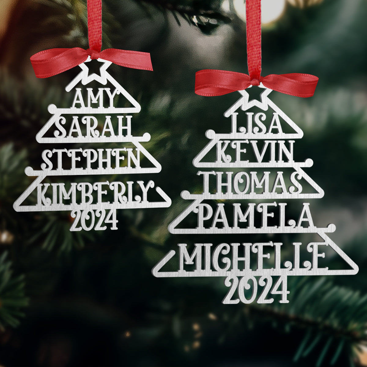 Our Family Names 2024 Christmas Tree - Personalized Metal Ornament ORN0810